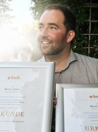Unser Auszubildender Moritz bei der Freisprechungsfeier als Innungssieger